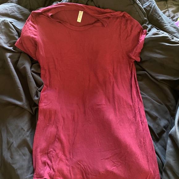 Dark red t shirt dress - Picture 1 of 3
